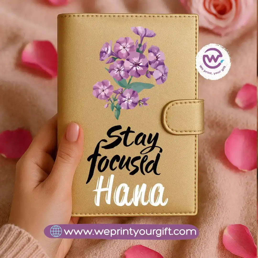 Leather wallet for women-Gold-Floral - WE PRINT