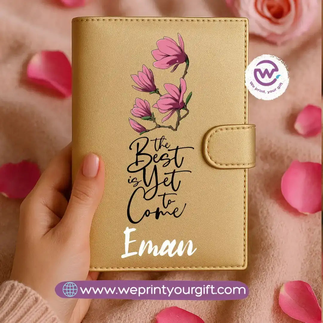 Leather wallet for women-Gold-Floral - WE PRINT