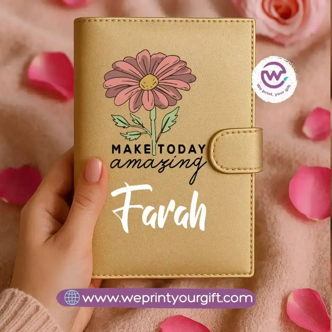 Leather wallet for women-Gold-Floral - WE PRINT