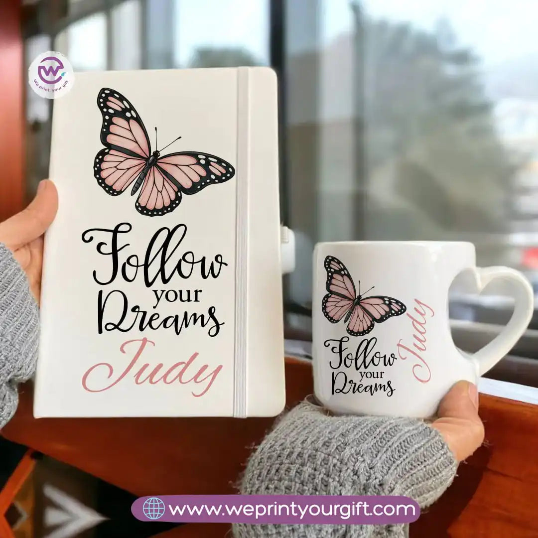 Motivation Set ( Heart handle mug +Notebook)