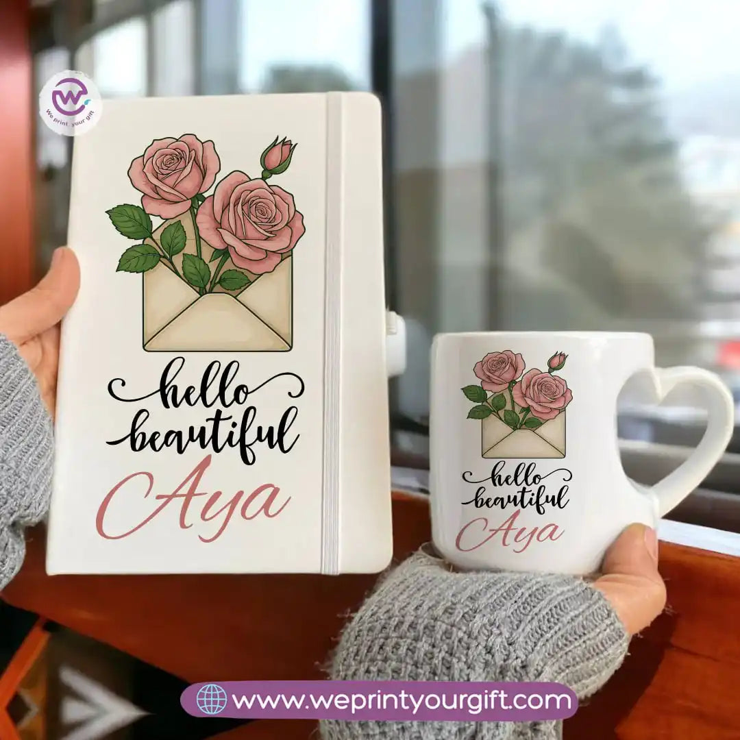Motivation Set ( Heart handle mug +Notebook)
