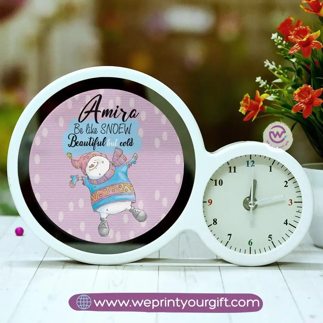 Round Magic Mirror with Clock – Christmas Edition - WE PRINT