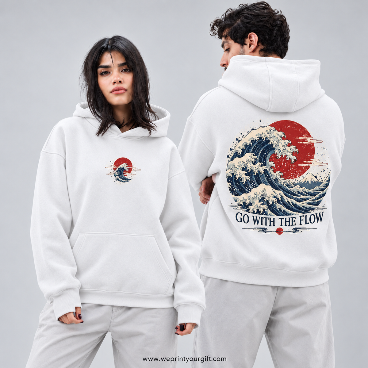 Unisex "Go With The Flow" Hoodie - Premium Melton Cotton