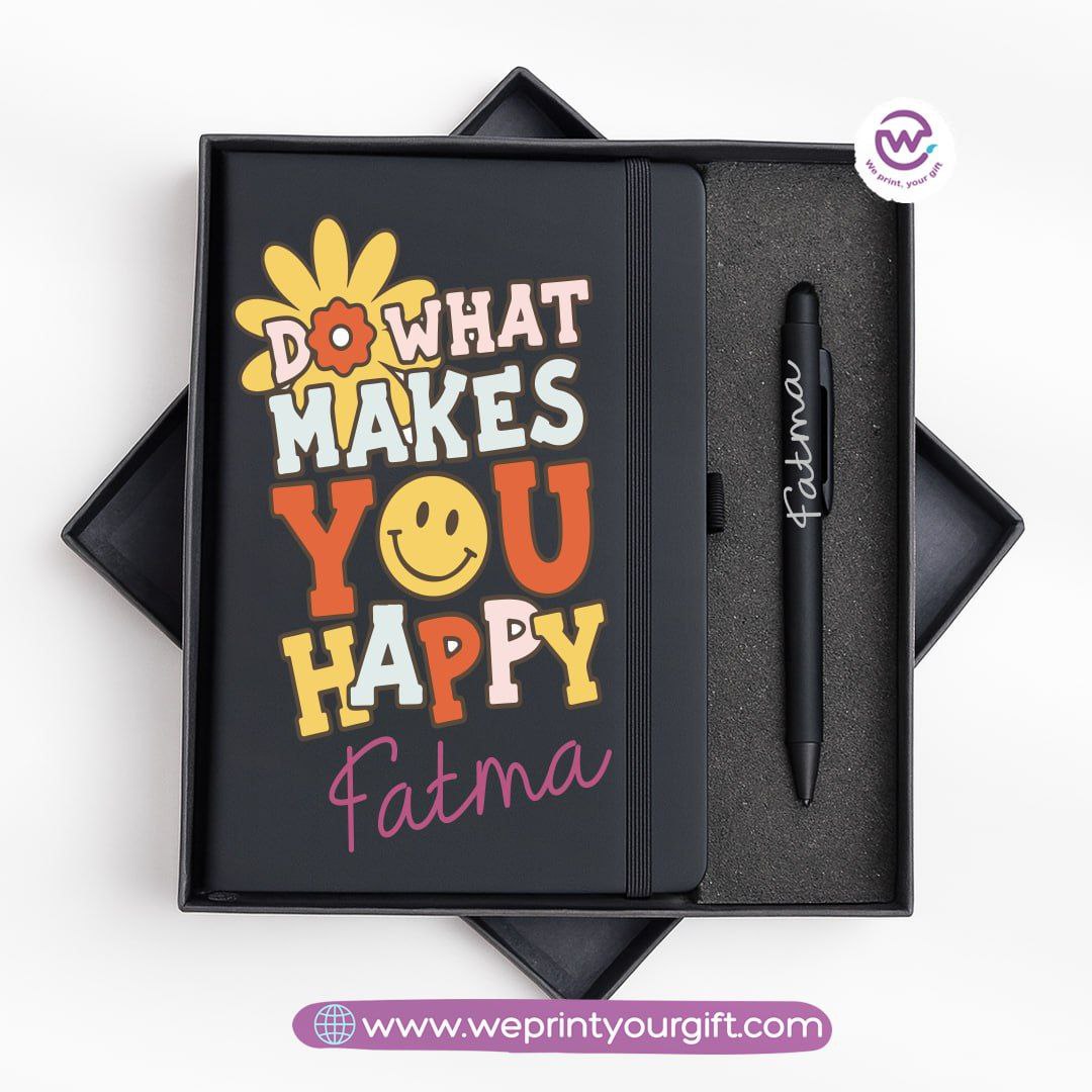 Retro Motivational Personalized Notebook & Metal Pen Gift Box