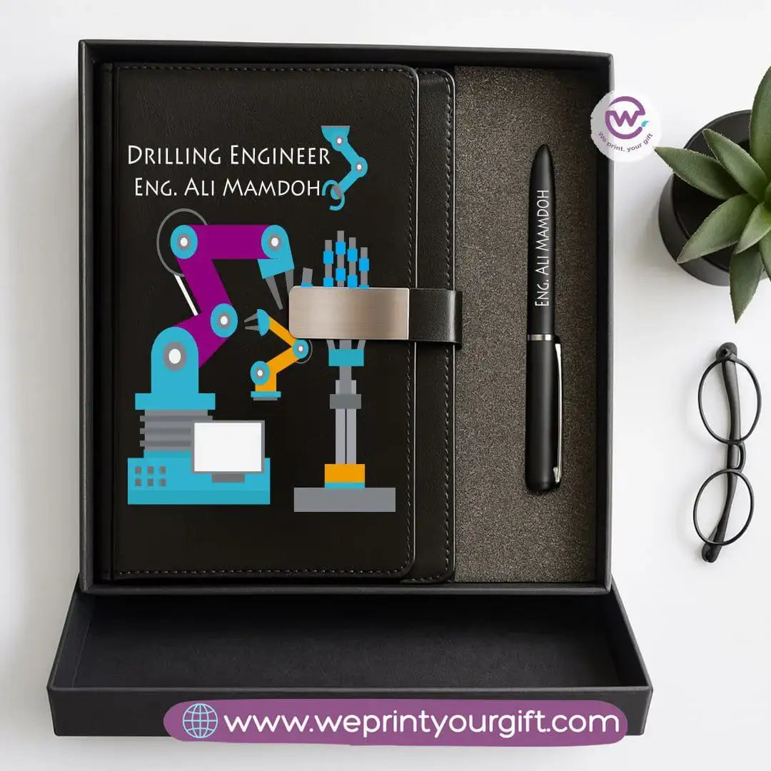 Personalized Leather Notebook & Engraved Pen Gift Box – Career Collection - WE PRINT