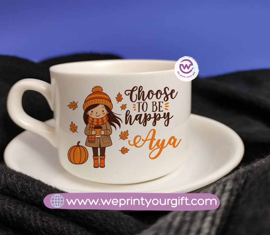 Personalized Coffee Cup with Saucer – One Art Design Collection