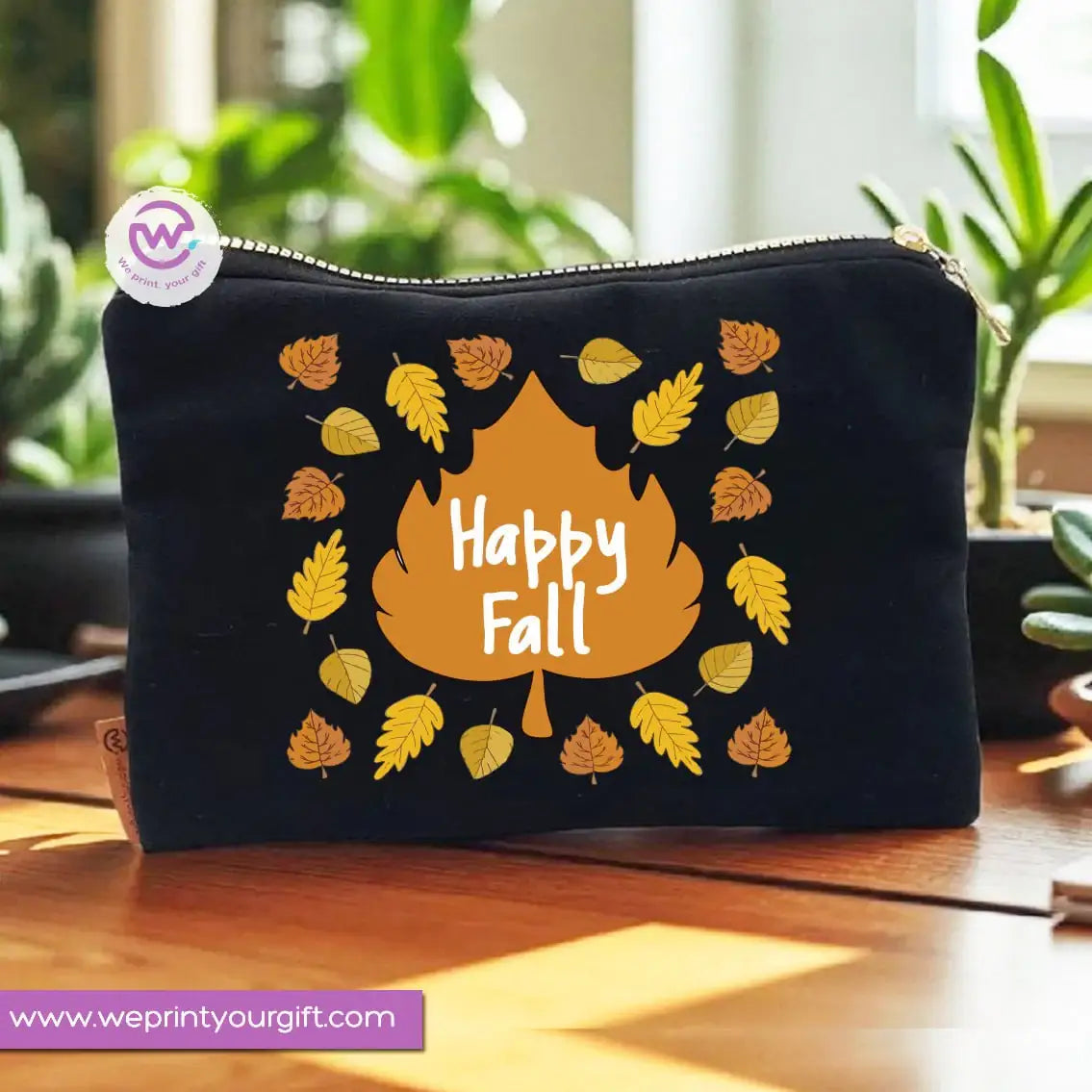 Autumn Theme Makeup Bag & Pencil Case – Cozy Cotton Pouch with Fall Designs - WE PRINT