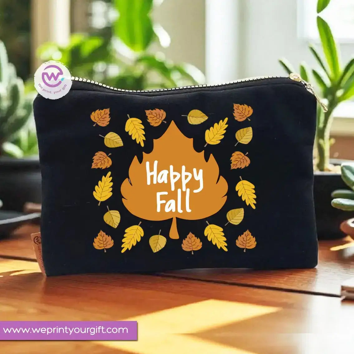 Autumn Theme Makeup Bag & Pencil Case – Cozy Cotton Pouch with Fall Designs - WE PRINT