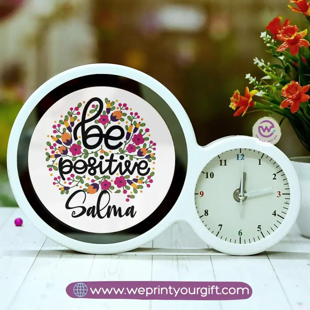 Round Magic Mirror with Clock – Personalized Motivational Design - WE PRINT