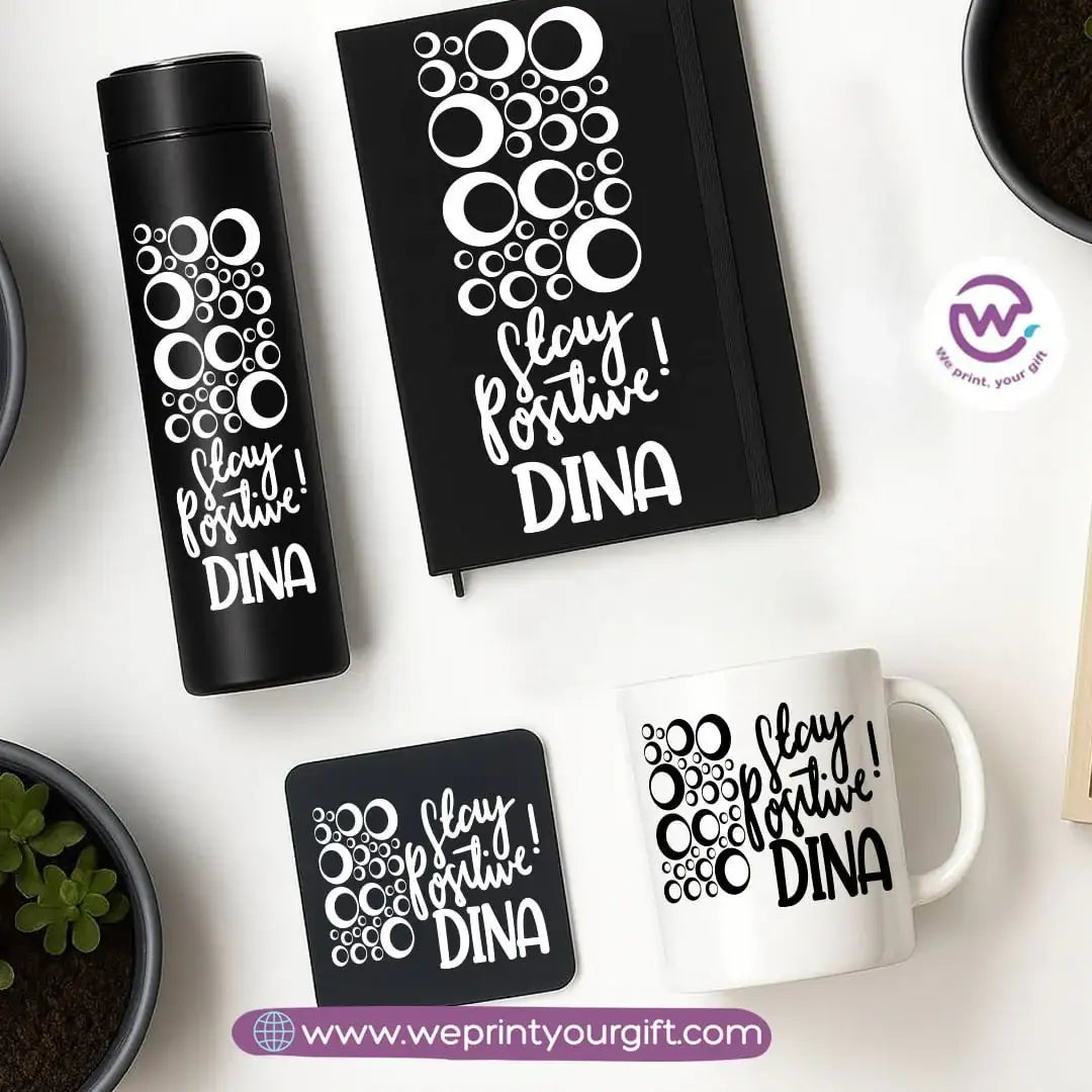 Personalized Motivational Gift Set with Name โ 4 Pieces (Black Edition) - WE PRINT