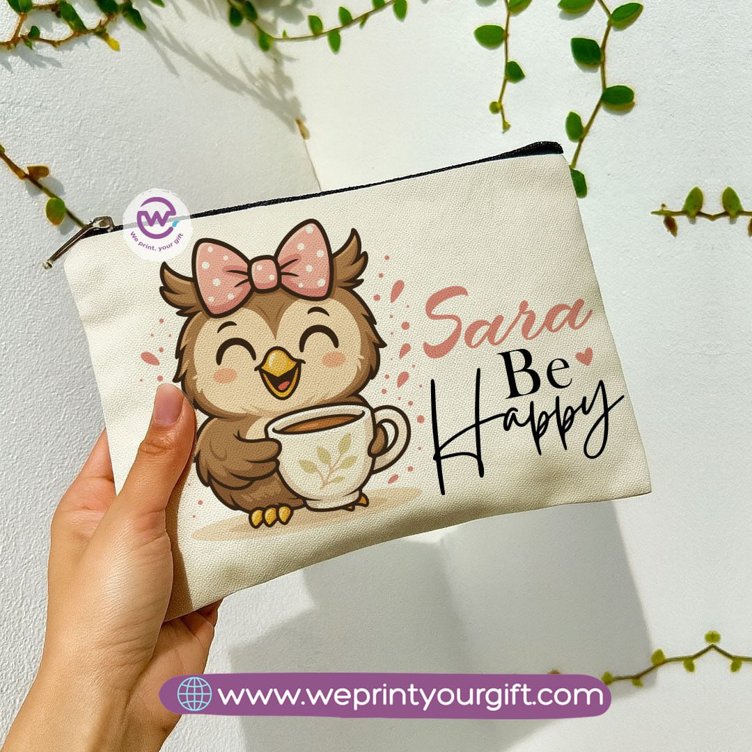Cute Owl Makeup Bag & Pencil Case – Premium Cotton Pouch with Adorable Designs