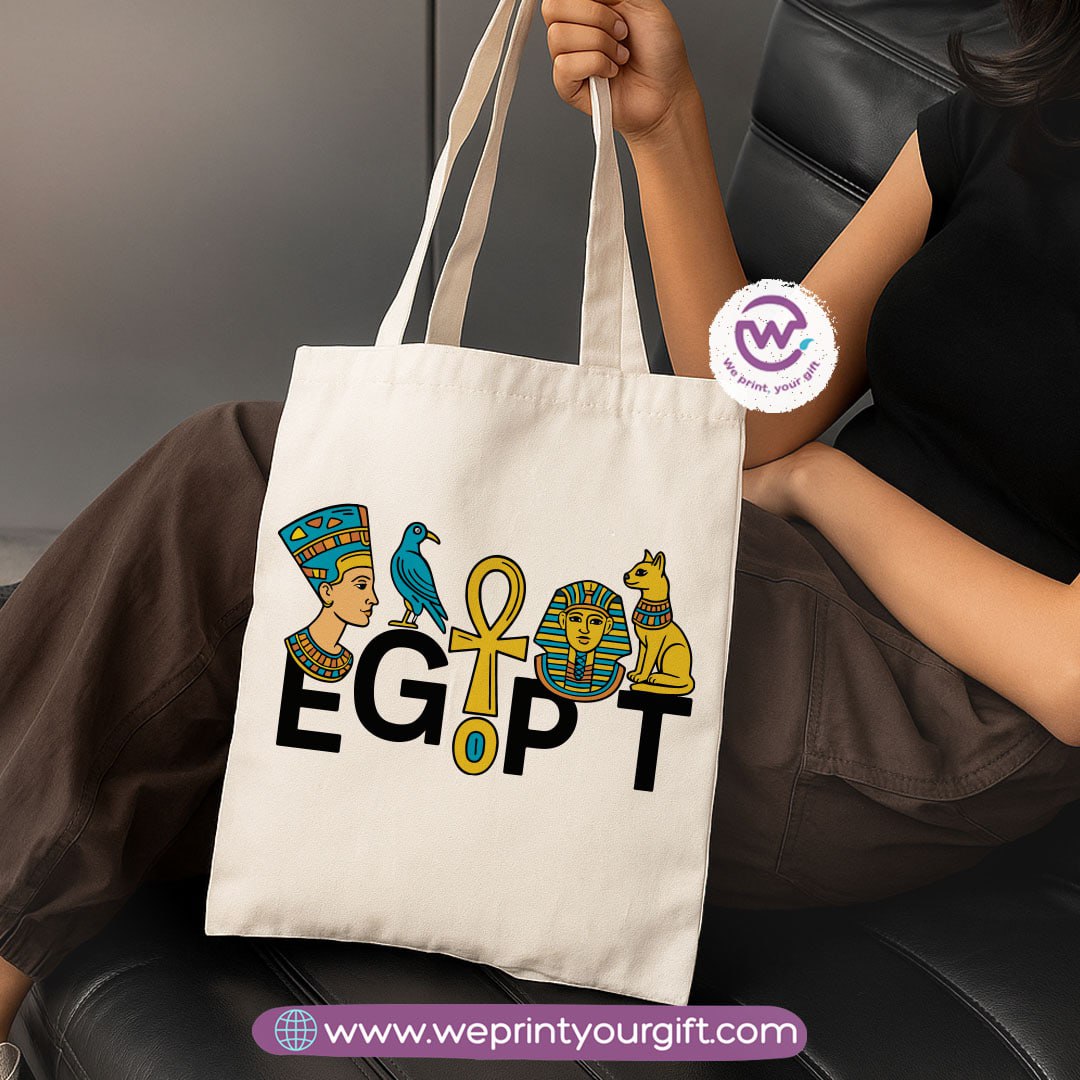 Ancient Egyptian Heritage Canvas Tote Bag – Premium Heavy Fabric