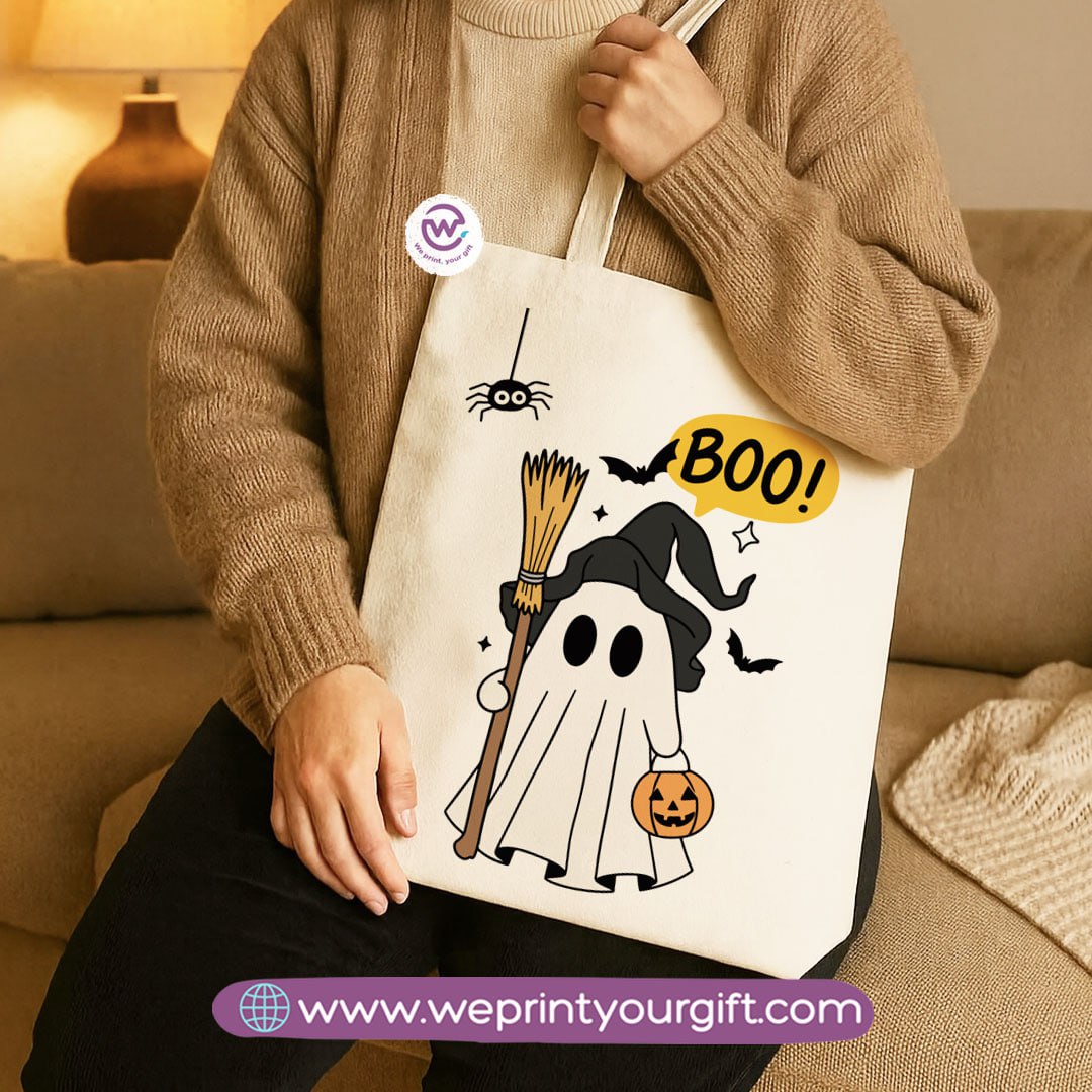 Halloween Canvas Tote Bag – Spooky Egyptian-Inspired Designs | Heavy Canvas Fabric