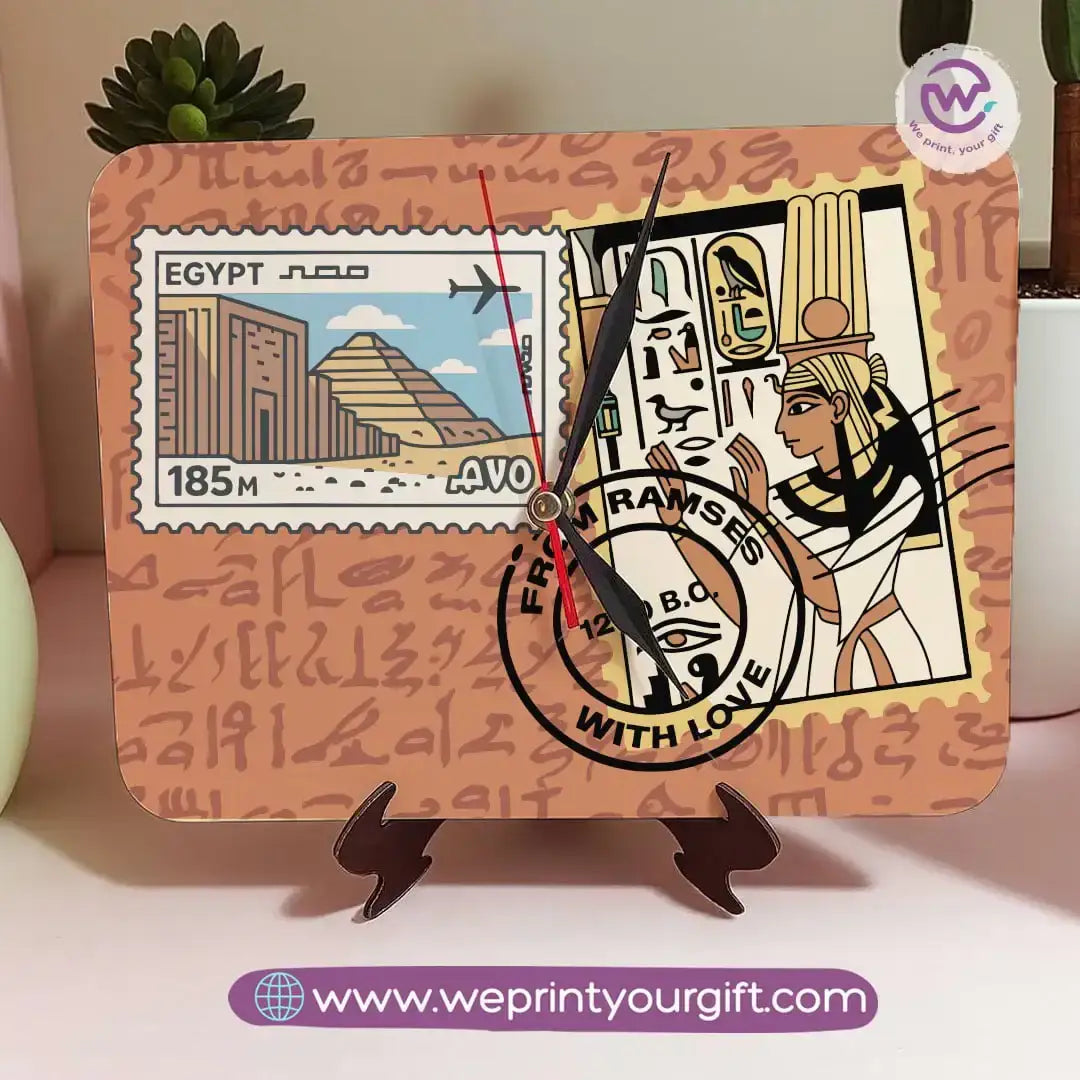 Pharaonic Wooden Table Clock – Egyptian Heritage Edition - WE PRINT