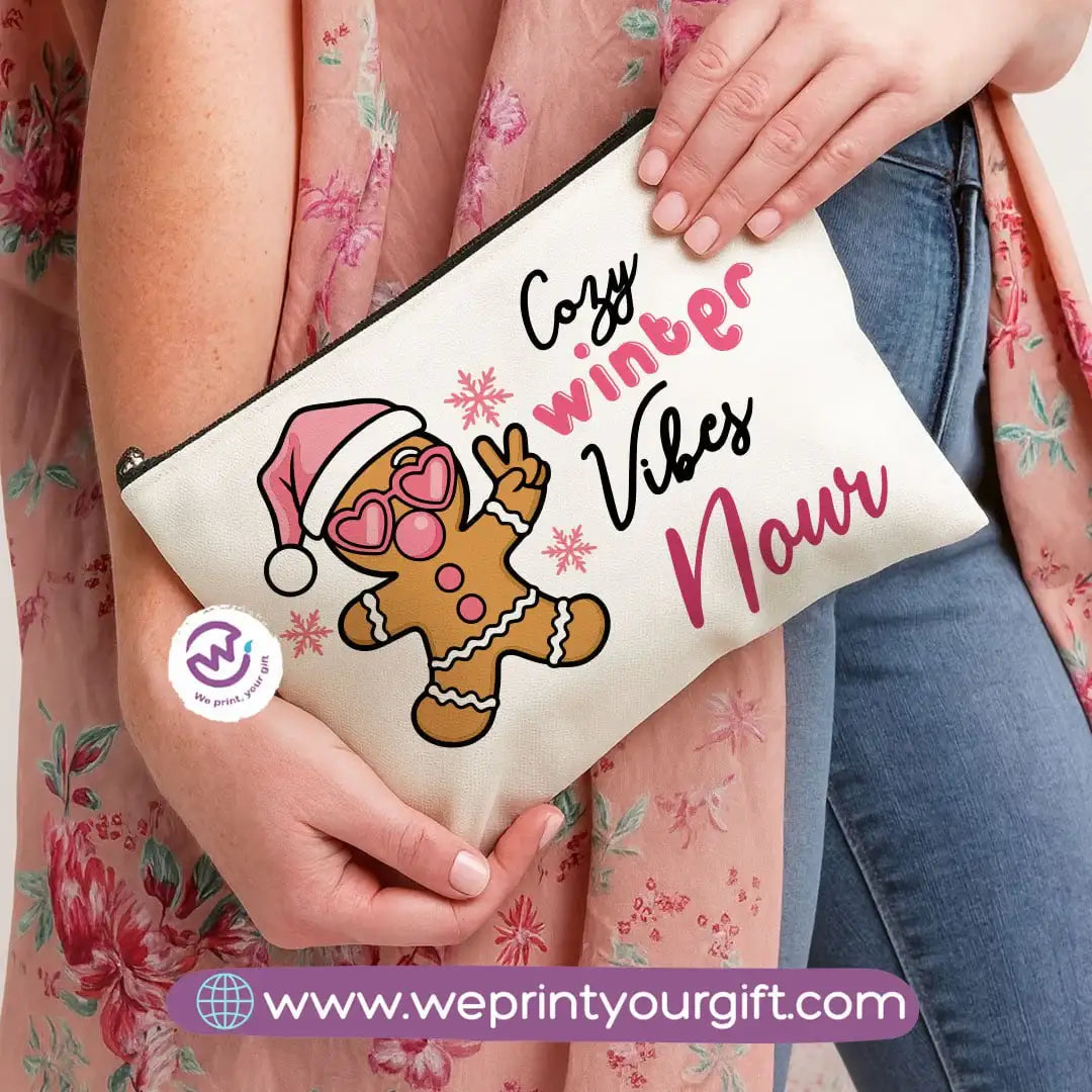 Christmas Makeup Bag & Pencil Case – Premium Cotton Pouch (23×17 cm) - WE PRINT
