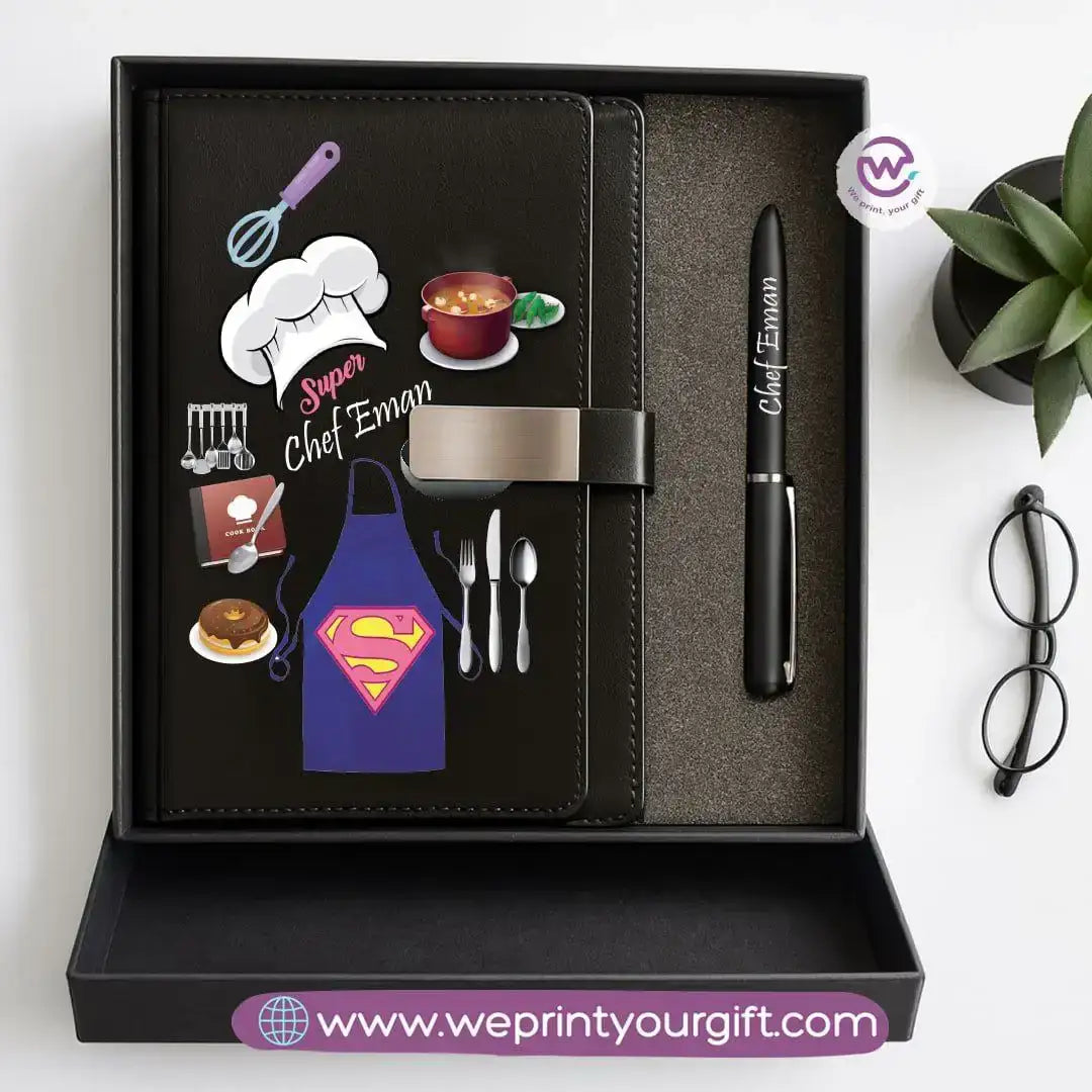 Personalized Leather Notebook & Engraved Pen Gift Box – Career Collection - WE PRINT
