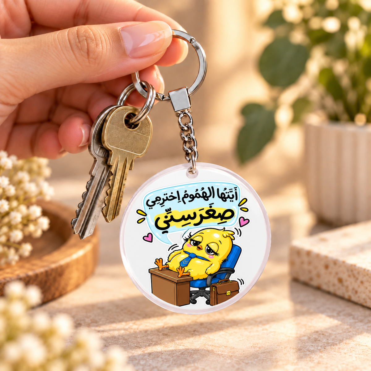 "Smartest Chick at Work" Clear Acrylic Keychain | Single-Sided Print (Round / Rectangle)