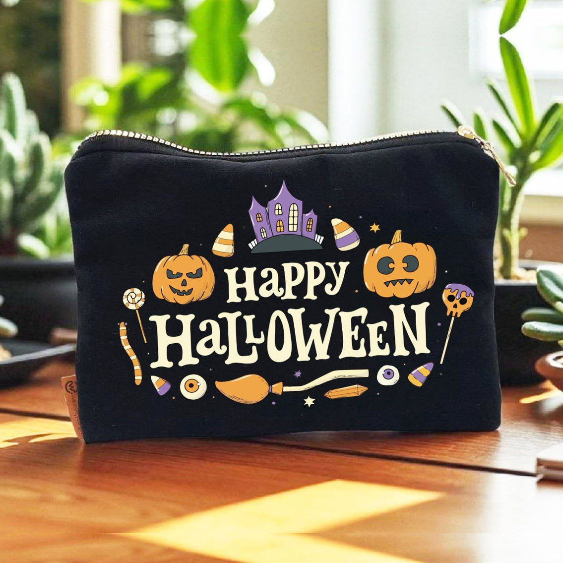 Halloween Makeup Bag & Pencil Case – Spooky Cotton Pouch with Fun Designs