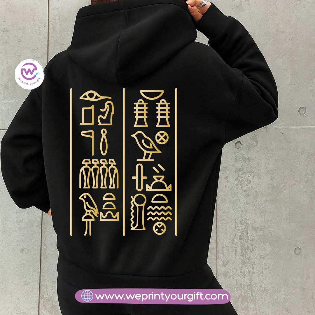 Pharaonic Gold Print Hoodie – Cotton Melton Unisex