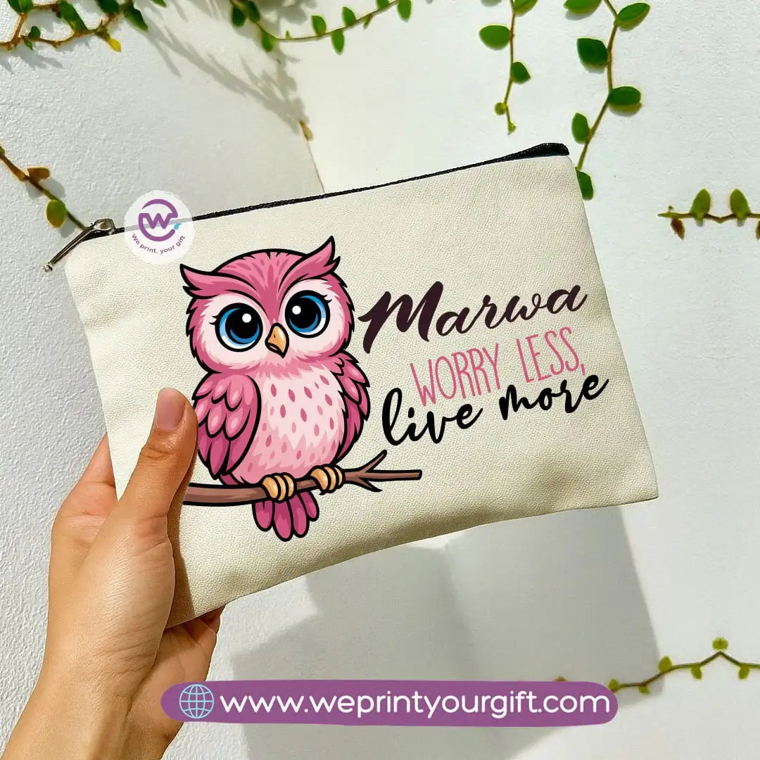 Cute Owl Makeup Bag & Pencil Case โ Premium Cotton Pouch with Adorable Designs - WE PRINT