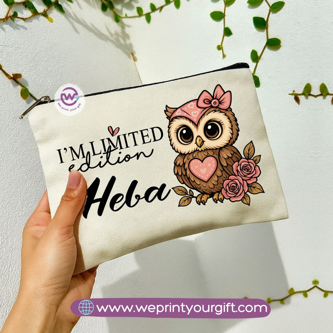 Cute Owl Makeup Bag & Pencil Case – Premium Cotton Pouch with Adorable Designs