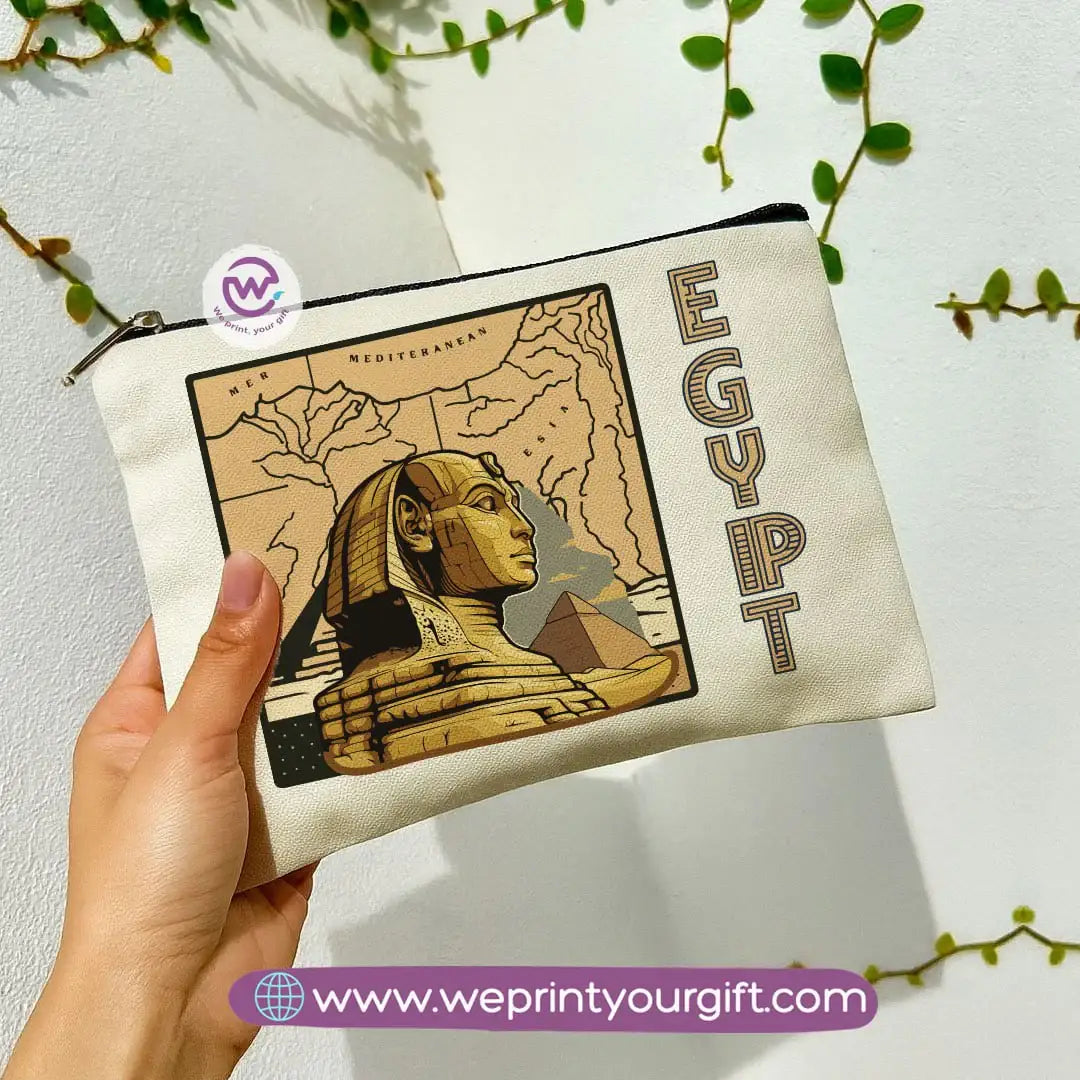 Pharaonic Egyptian Makeup Bag & Pencil Case – Artistic Cotton Pouch Inspired by Ancient Egypt - WE PRINT