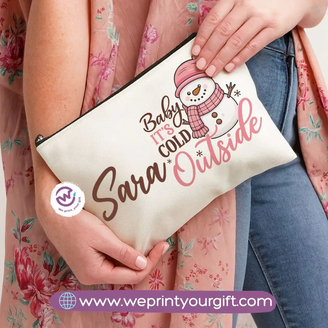 Christmas Makeup Bag & Pencil Case – Premium Cotton Pouch (23×17 cm) - WE PRINT