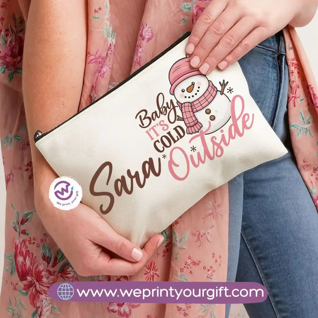 Christmas Makeup Bag & Pencil Case – Premium Cotton Pouch (23×17 cm) - WE PRINT