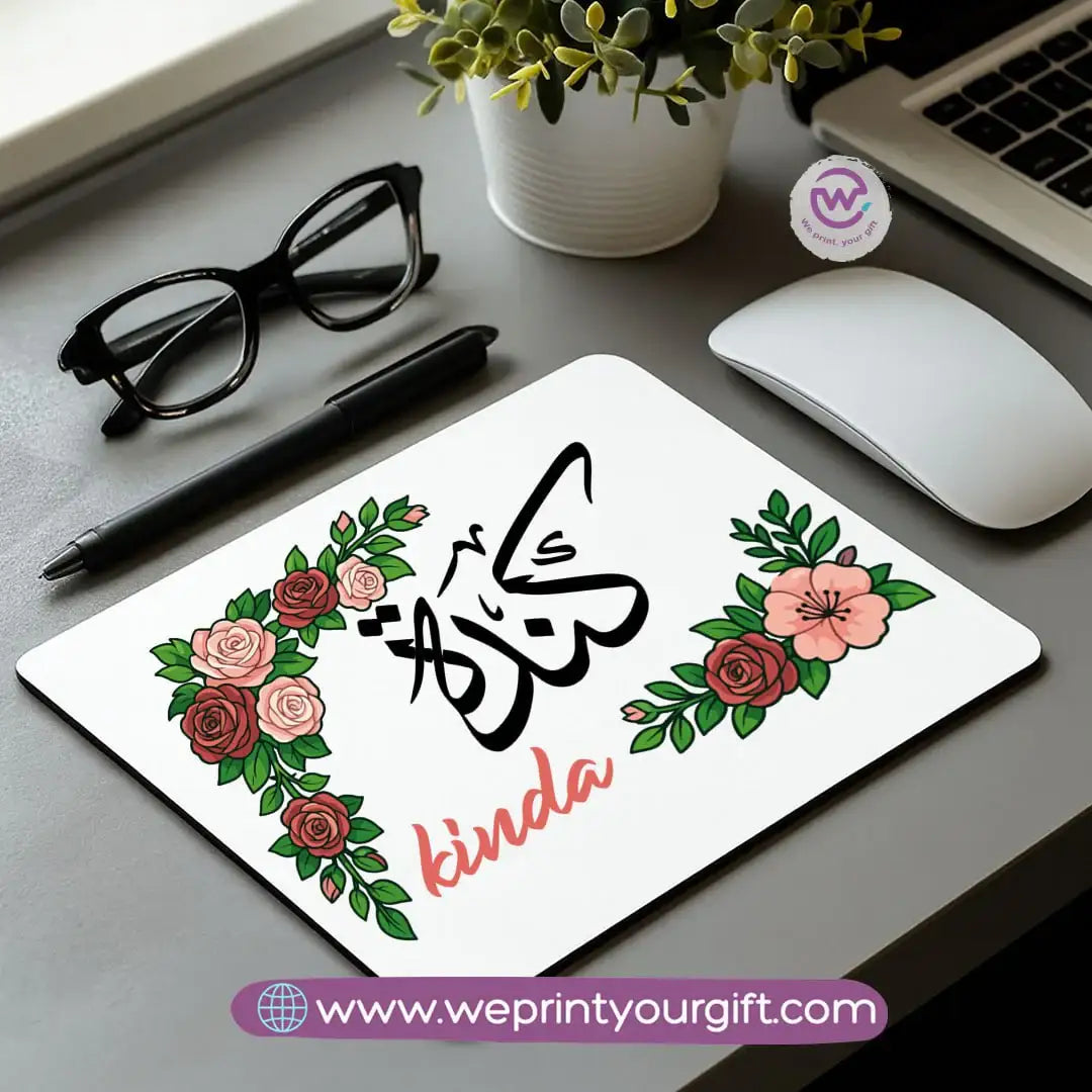 Personalized Mouse Pad with Name – Floral Design - WE PRINT