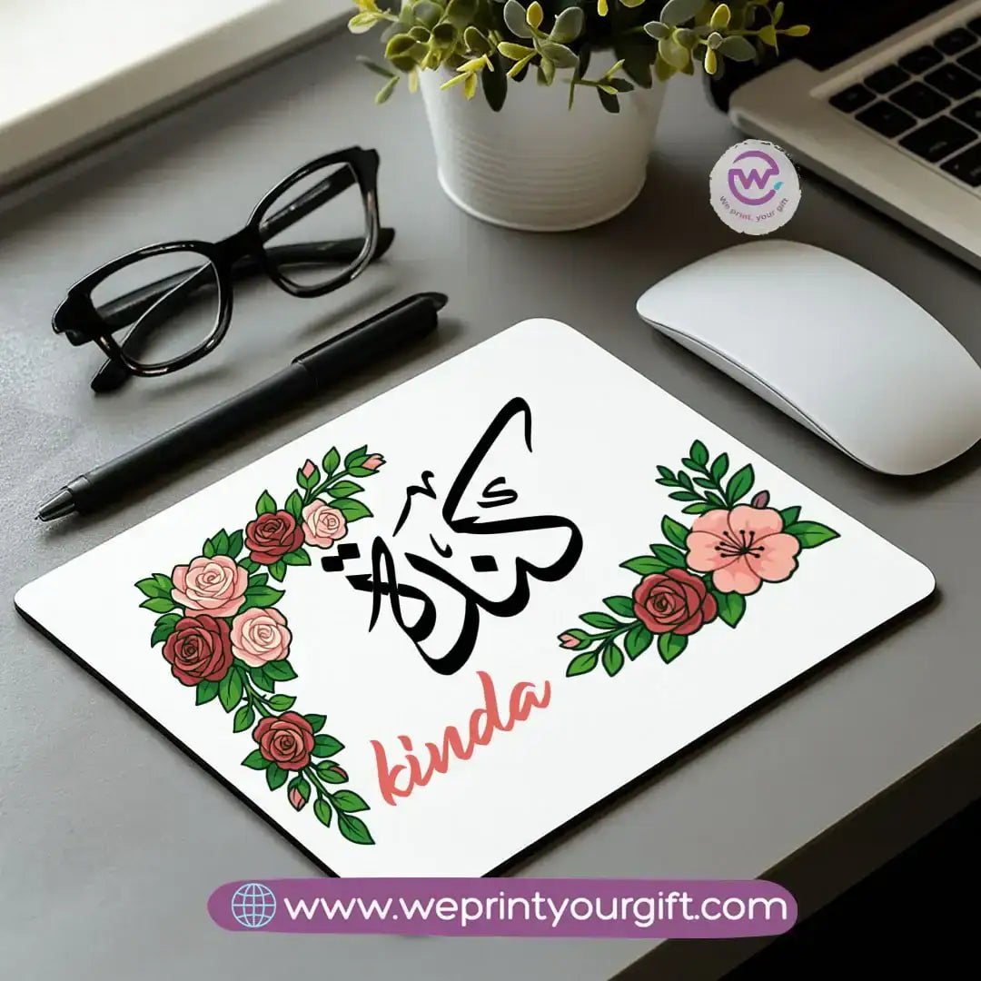 Personalized Mouse Pad with Name – Floral Design - WE PRINT