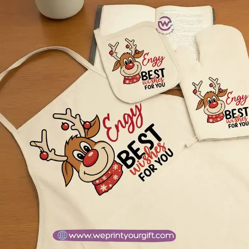 Christmas Kitchen Set – Apron, Oven Glove & Handle Holder-3 Pieces - WE PRINT