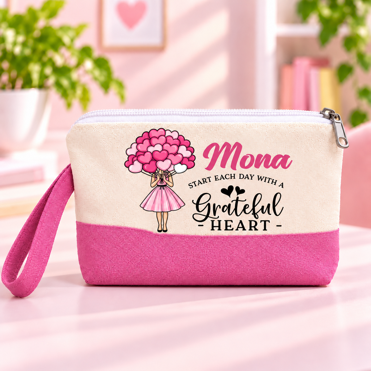 Digital Art Two-Tone Canvas Pencil Case & Makeup Pouch | With Side Handle