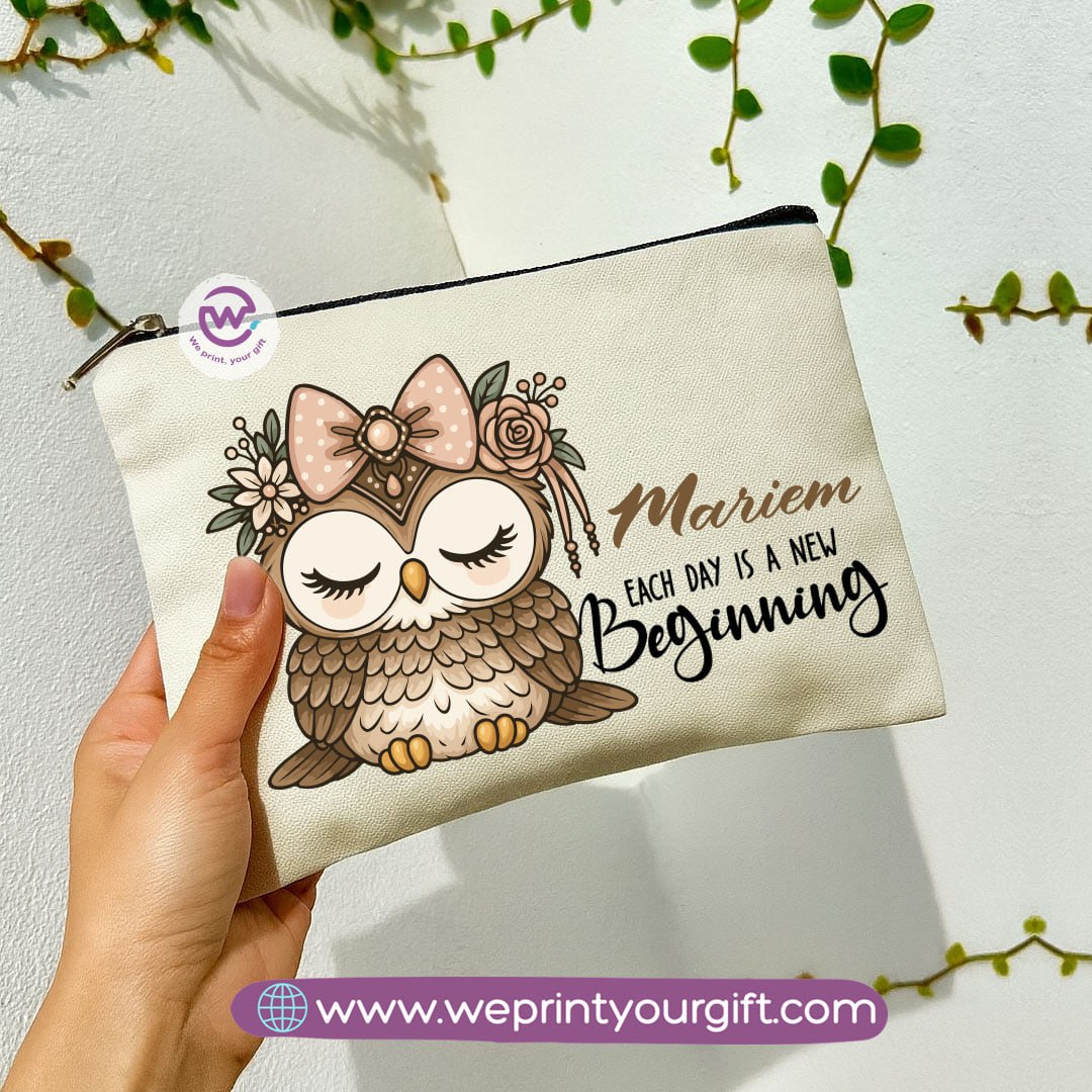 Cute Owl Makeup Bag & Pencil Case – Premium Cotton Pouch with Adorable Designs