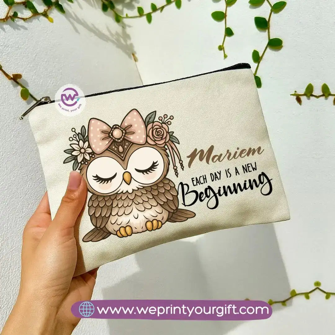 Cute Owl Makeup Bag & Pencil Case – Premium Cotton Pouch with Adorable Designs - WE PRINT