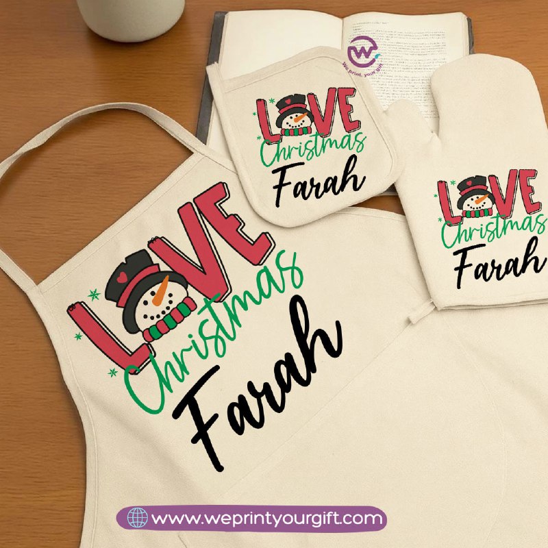 Christmas Kitchen Set – Apron, Oven Glove & Handle Holder-3 Pieces