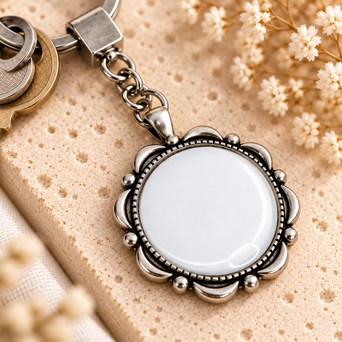 Glass Dome Metal Keychain | 4 Unique Shapes - Customization Options