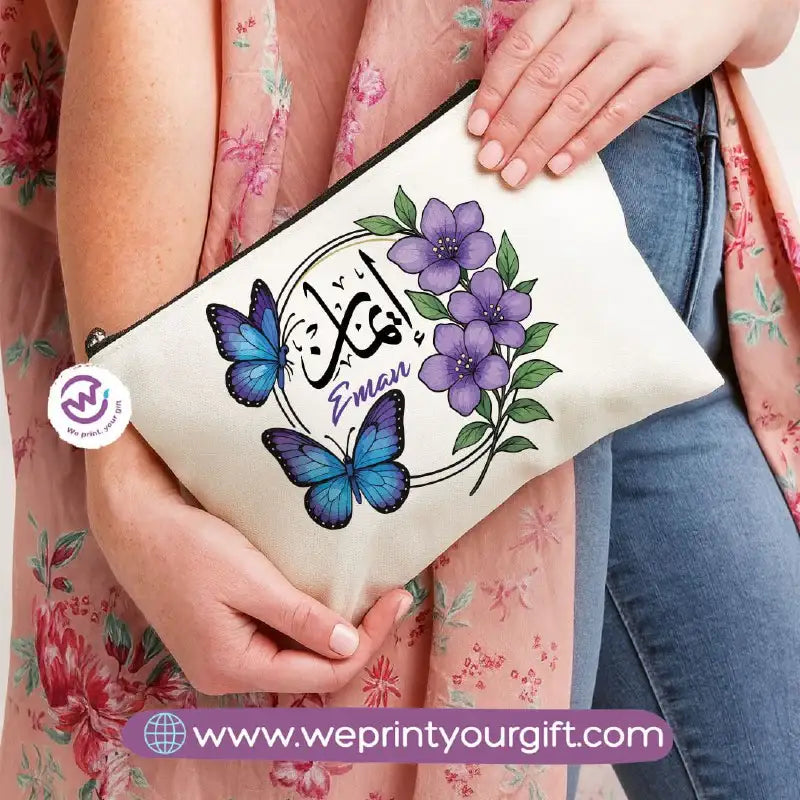 Arabic Name Makeup Bag & Pencil Case – Personalized Cotton Pouch - WE PRINT