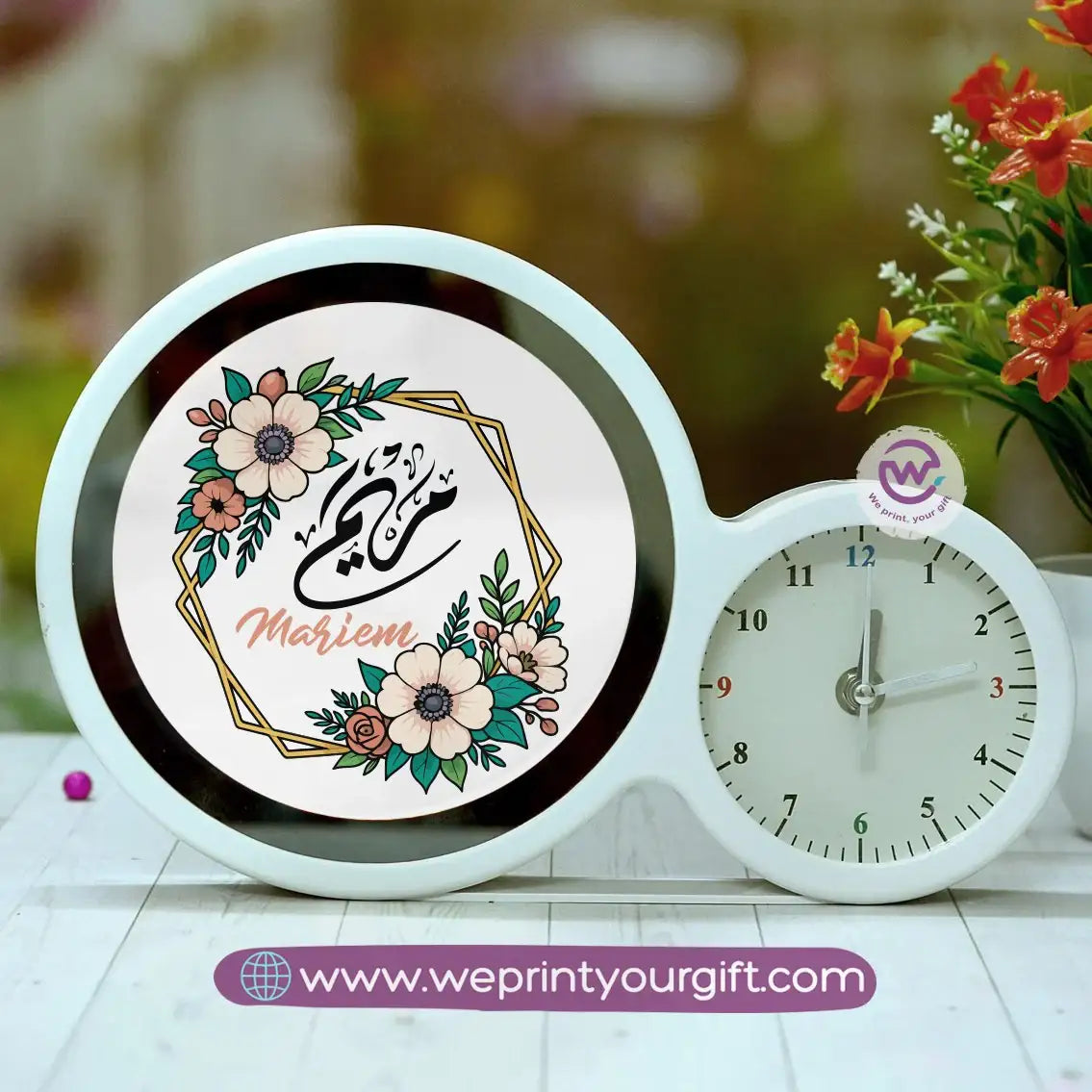 Round Magic Mirror with Clock – Custom Name Collection - WE PRINT