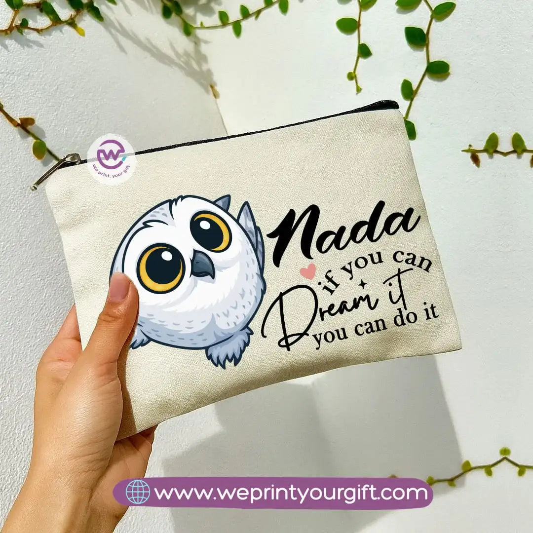 Cute Owl Makeup Bag & Pencil Case โ Premium Cotton Pouch with Adorable Designs - WE PRINT