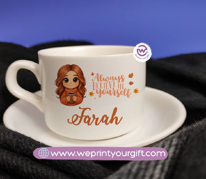 Personalized Coffee Cup with Saucer – One Art Design Collection