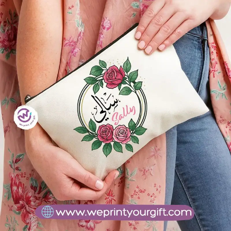 Arabic Name Makeup Bag & Pencil Case – Personalized Cotton Pouch - WE PRINT