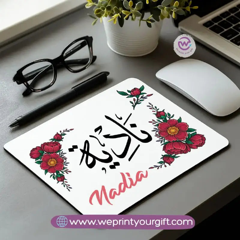 Personalized Mouse Pad with Name – Floral Design - WE PRINT