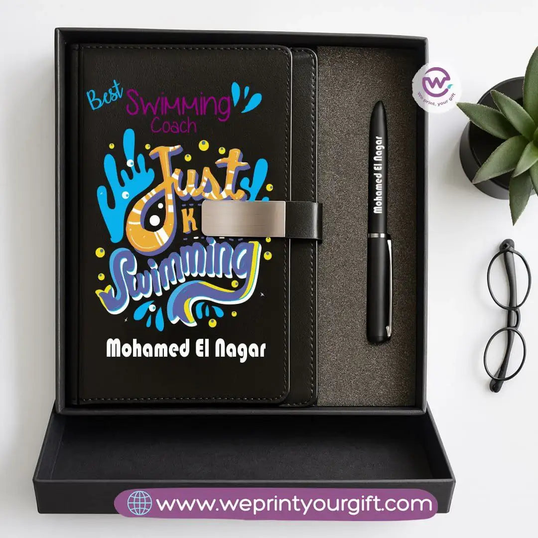 Personalized Leather Notebook & Engraved Pen Gift Box – Career Collection - WE PRINT