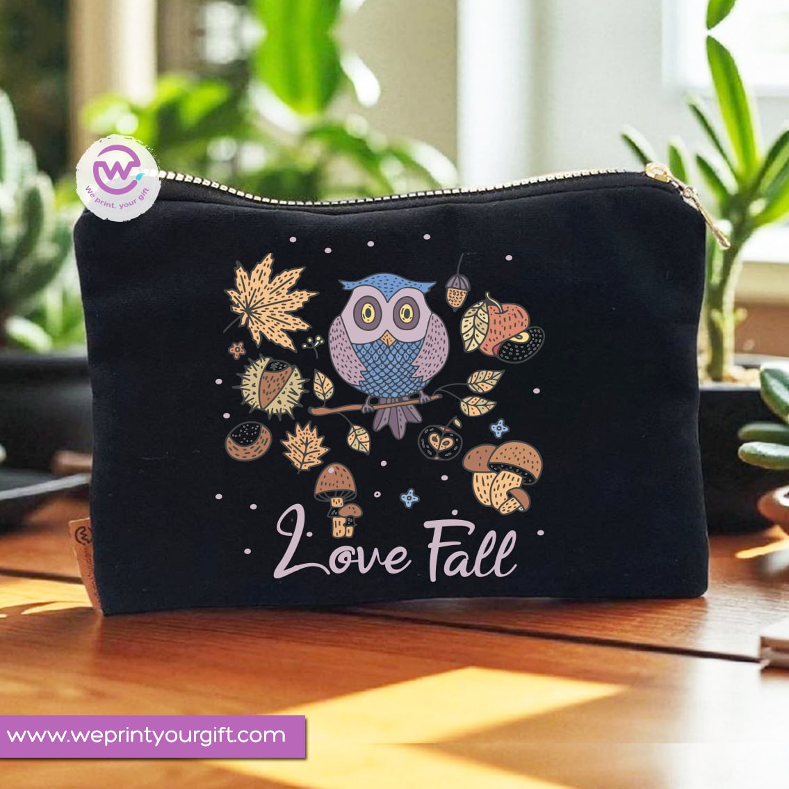Autumn Theme Makeup Bag & Pencil Case – Cozy Cotton Pouch with Fall Designs