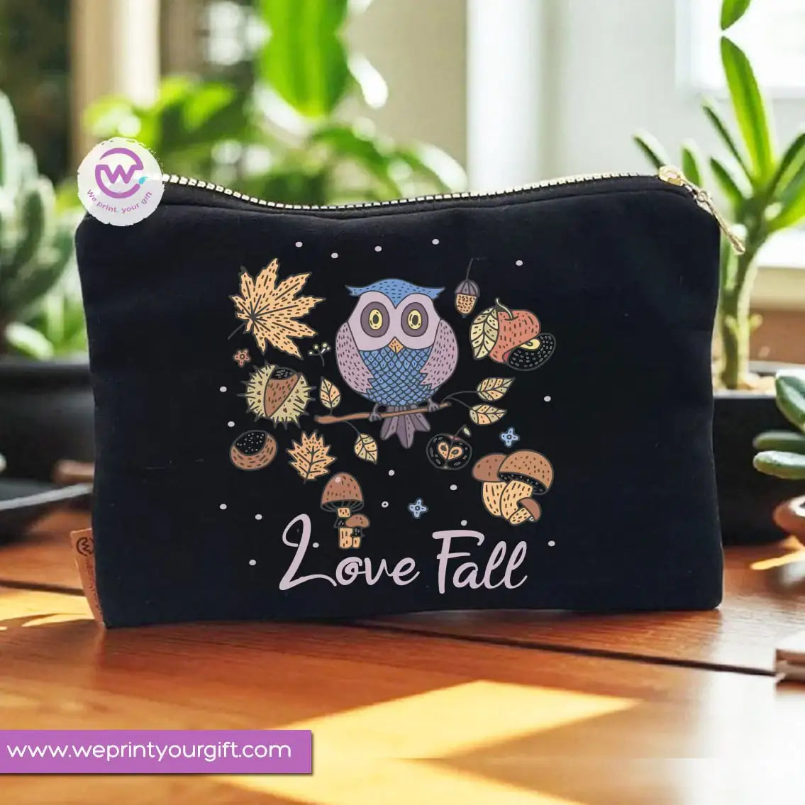 Autumn Theme Makeup Bag & Pencil Case – Cozy Cotton Pouch with Fall Designs - WE PRINT