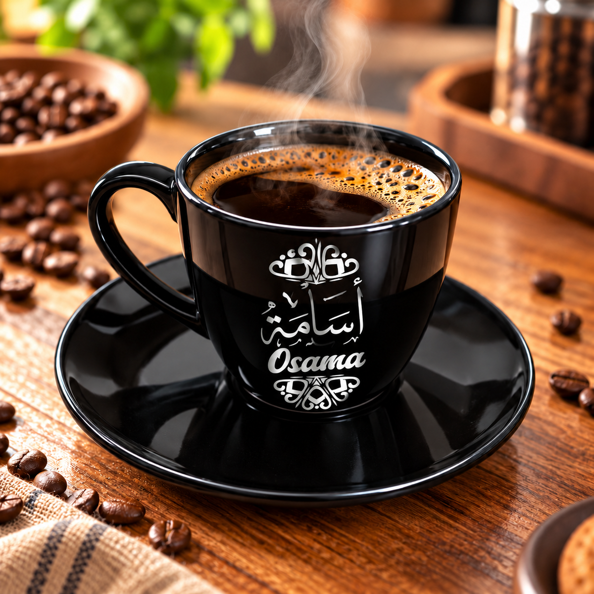 Personalized Name Black Porcelain Coffee Cup