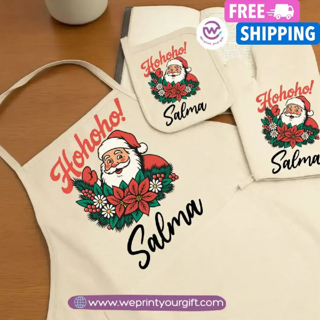 Christmas Kitchen Set – Apron, Oven Glove & Handle Holder-3 Pieces - WE PRINT