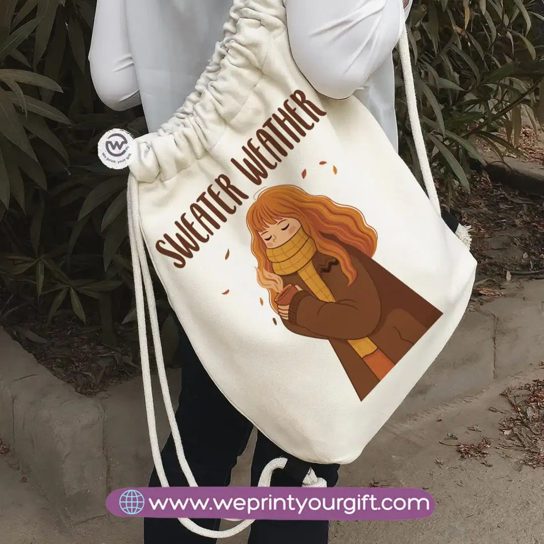 Winter & Retro Drawstring Backpack – Vintage-Inspired Cozy Designs - WE PRINT