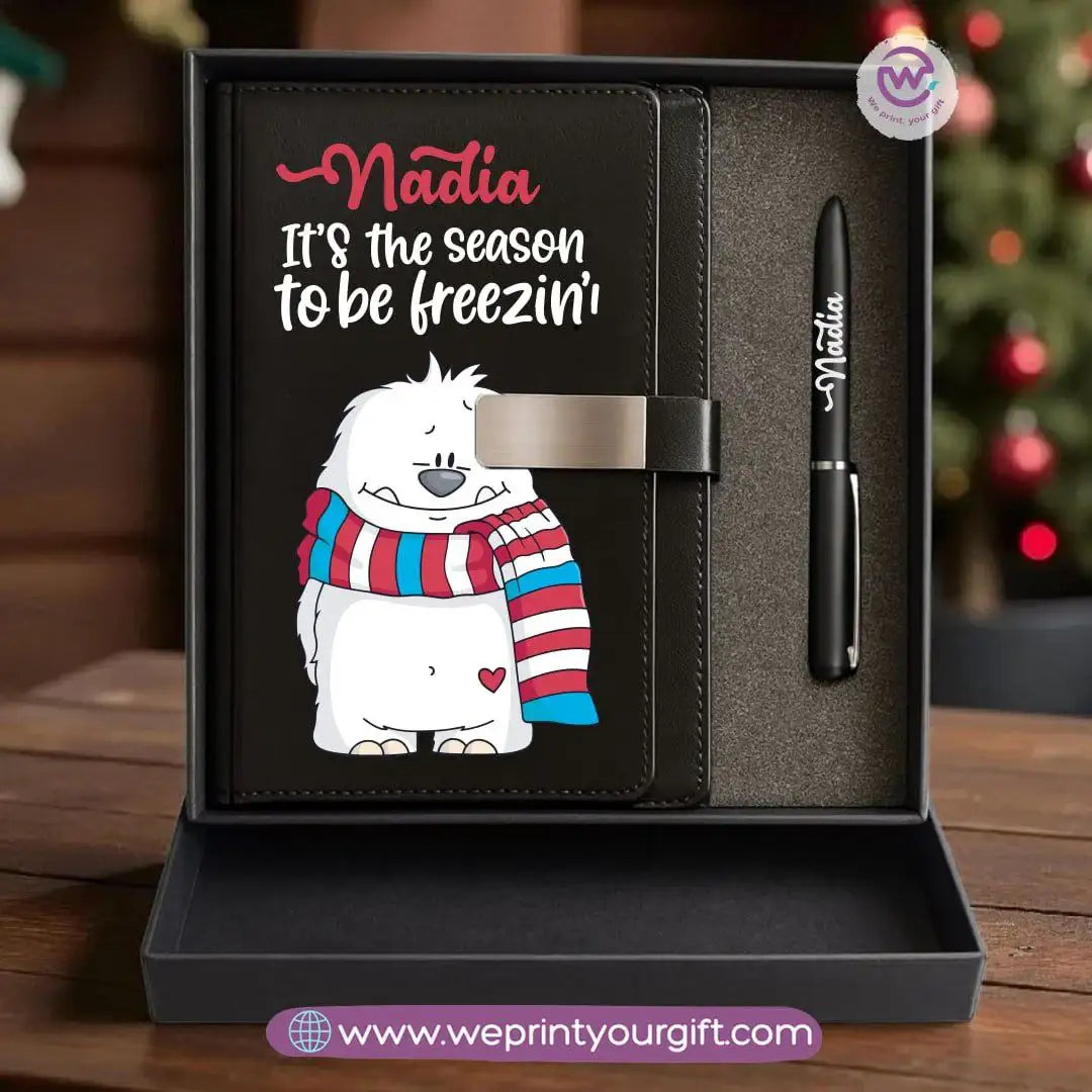 Christmas Leather Gift Box โ Personalized Notebook & Engraved Pen - WE PRINT