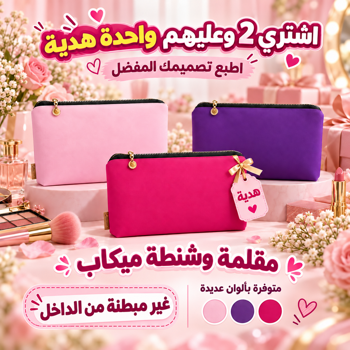 Makeup Bag & Fabric Pouch – Without Inner Lining - Buy 2 Get 1 Free
